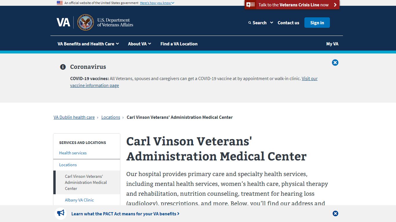 Carl Vinson Veterans' Administration Medical Center | VA Dublin Health ...